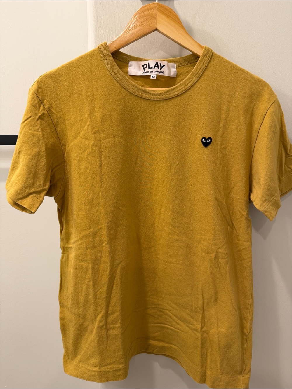 Comme des Garcons PLAY Mustard Short-Sleeve Heart Logo Tee